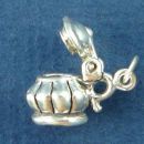 Sugar Bowl in Scalped Design with Movable Lid 3D Sterling Silver Charm Pendant