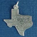 State of Texas with Map Sterling Silver Charm Pendant for Charm Bracelet