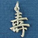 Chinese Text for Long Life Word Phrase Sterling Silver Charm Pendant