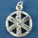 Medical Symbol on Sterling Silver Disk Charm Pendant for Doctors and Nurses