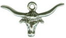 Longhorn Steer Head 3D Sterling Silver Charm Pendant