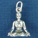 Yoga, Woman in Setting Pose 3D Sterling Silver Charm Pendant