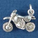 Motocross Small 3D MX Dirt Bike Sterling Silver Charm Pendant