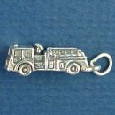 Occupation Fireman's Fire Engine 3D Sterling Silver Charm Pendant