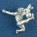 Soccer Player Male Kicking a Soccer Ball 3D Sterling Silver Charm Pendant for Bracelet