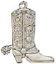 Cowboy Boot Sterling Silver Charm Pendant