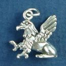 Griffin a Monster from Mythology with the Head and Wings of an Eagle and Body of a Lion 3D Sterling Silver Charm Pendant