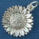 Flower: Sunflower Sterling Silver Charm Pendant