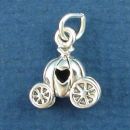 Cinderella's Pumpkin Carriage with Heart Window 3D Sterling Silver Charm Pendant