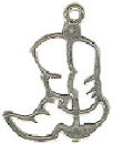 Cowboy Boot Outline Sterling Silver Charm Pendant