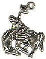 Cowboy on Bucking Bronco Horse 3D Sterling Silver Charm Pendant