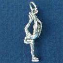 Ice Skater with One Leg in Air Pose 3D Sterling Silver Charm Pendant