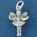 Fairy Fluttering Small 3D Sterling Silver Charm Pendant