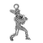 Baseball Player 3D Sports Sterling Silver Charm Pendant