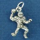 Football Quaterback Passing a Ball 3D Sterling Silver Charm Pendant