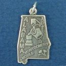 State of Alabama Sterling Silver Charm Pendant and Cities Montgomery and Mobile with Picture of Cotton Plant and Steel Mill