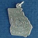 State of Georgia Sterling Silver Charm Pendant and Cities Atlanta, Macon and Savannah with Picture of Cotton Plant and Corn Stalk