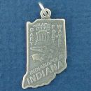 State of Indiana Sterling Silver Charm Pendant and Cities Indianapolis, Gary and Fort Wayne with Picture of Clark Shrine, Pig and Ear of Corn