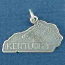 State of Kentucky Sterling Silver Charm Pendant and City Frankfort with Picture of Race Horse Head