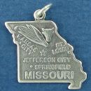 State of Missouri Sterling Silver Charm Pendant and Cities Springfield, Jefferson City, Kansas City and St. Louis with Picture of Ear of Corn and Cattle Head