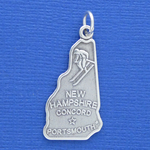 State of New Hampshire Sterling Silver Charm