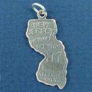 State of New Jersey Sterling Silver Charm Pendant and Cities Trenton, Newark and Atlantic City with Picture of Industry