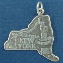 State of New York Sterling Silver Charm Pendant and Cities Albany, New York and Rochester with Picture of Statue of Liberty and Niagara Falls