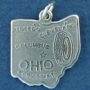 State of Ohio Sterling Silver Charm Pendant and Cities Toledo, Cleveland, Columbus and Cincinnati with Picture of a Tire