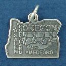 State of Oregon Sterling Silver Charm Pendant and Cities Salem, Portland and Medford with Picture of Salmon