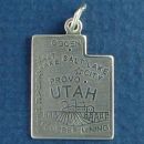 State of Utah Sterling Silver Charm Pendant and Cities Salt Lake City, Ogden and Cedar City with Picture of Copper Mining