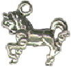 Horse Pony Prancing 3D Sterling Silver Charm Pendant