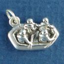 White Water Raft with Four Passengers 3D Sterling Silver Charm Pendant