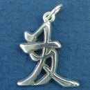 Chinese Text for Prosperity Word Phrase Sterling Silver Charm Pendant