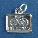 Bike Route Sign Sterling Silver Charm Pendant