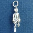 Irish Celtic Dancer Dressed for Ceili and Set Dancing 3D Sterling Silver Charm Pendant