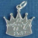 Dad, #1 Word Phrase on a Crown Sterling Silver Charm Pendant