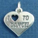 Dance, I Love Cutout "Heart" To Sterling Silver Charm Pendant