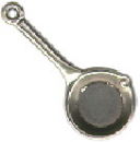 Kitchen: Frying Pan 3D Sterling Silver Charm Pendant