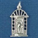 Christmas Wreath Decorating a Homes Front Door Sterling Silver Charm Pendant