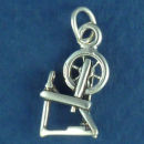 Spinning Wheel 3D Sterling Silver Charm Pendant