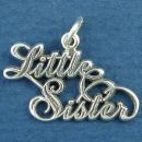 Sister, Little Famly Word Phrase Sterling Silver Charm Pendant