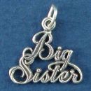 Sister, Big Famly Word Phrase Sterling Silver Charm Pendant