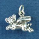 Flying Pig Charm 3D Sterling Silver Pendant