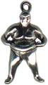 Sumo Wrestler 3D Sterling Silver Charm for Bracelet