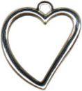 Heart Open Design Sterling Silver Charm Pendant