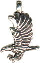 Eagle Landing 3D Sterling Silver Charm Pendant