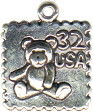 Stamp with Teddy Bear Image Sterling Silver Charm Pendant