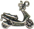 Motor Scooter 3D Sterling Silver Charm Pendant