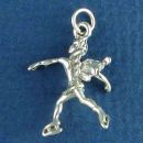 Ice Skating Guardian Angel Charm Sterling Silver Pendant