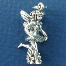 Fairy Running Though Flowers 3D Sterling Silver Charm Pendant